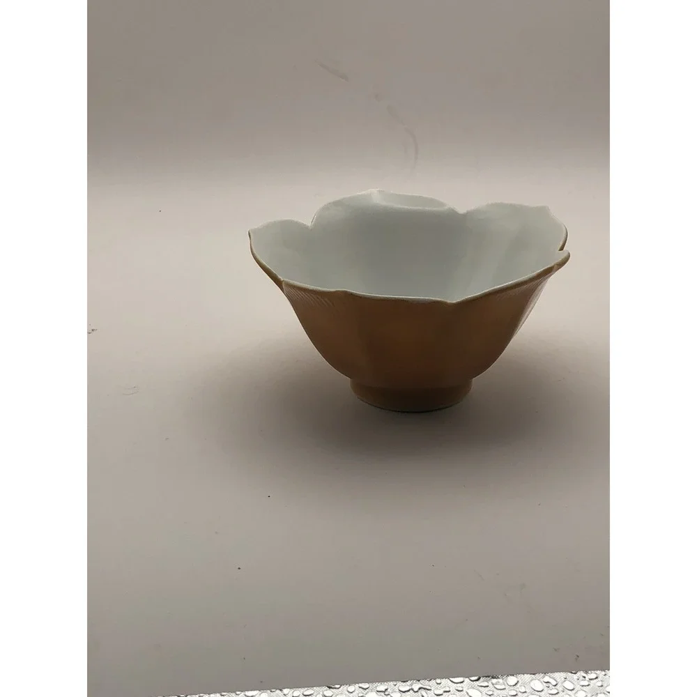 VTG Lotus Blossom Shaped Rice Bowl Burnt Orange
